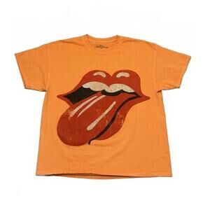 Vibrant Rolling Stones Orange Graphic Tee - S/M